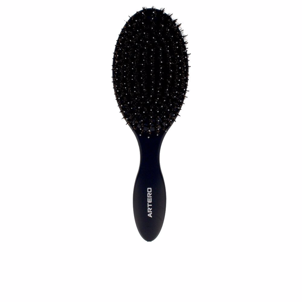 ArteroOvalPaddleBrush Product container of Artero Oval Paddle Brush by Artero, a hair brush indicated for detangling and adding shine to hair.