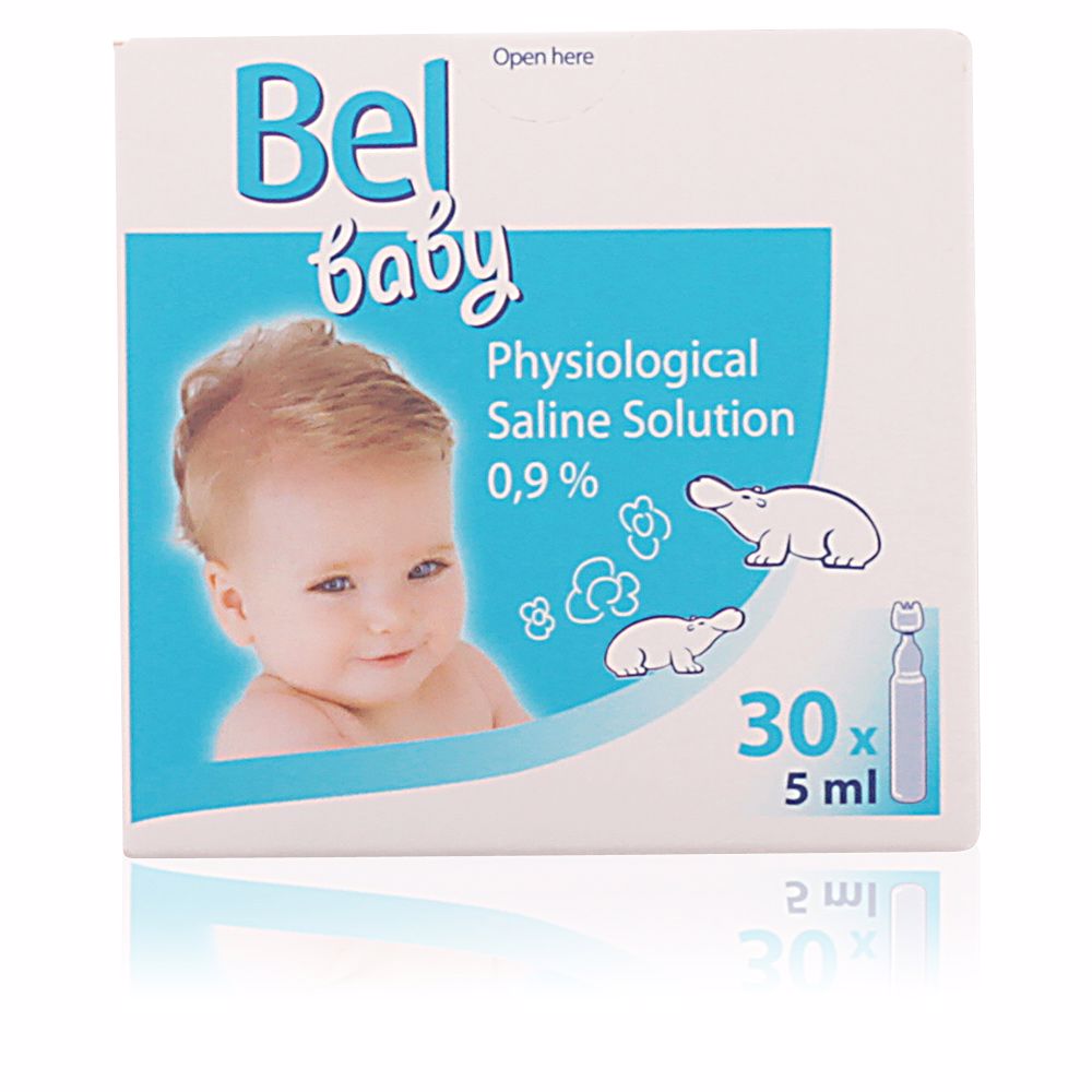 BelBabyPhysiologicalSerumAmpoules30X5ml Box of Bel Baby Physiological Serum Ampoules by Bel Baby, a saline serum indicated for hydrating sensitive baby skin.
