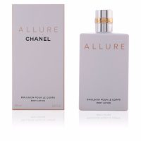 Bottle  of  Chanel  Allure  Body  Lotion  by  Chanel,  a  lightweight  moisturizing  body  lotion  indicated  for  skin  hydration  and  softness.