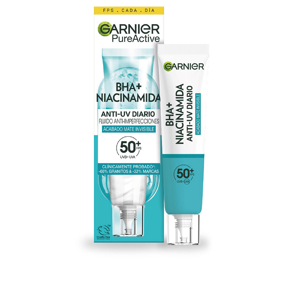 GarnierPureActiveBhaNiacinamideAnti-BlemishFluidSPF5040ml Garnier Pure Active Bha + Niacinamide Fluido Anti-Imperfeições SPF50+ 40ml - Image 1