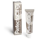 Product  container  of  Refectocil  Eyelash  And  Eyebrow  Tint  Color  3.1  Light  Brown  by  Refectocil,  a  tint  for  enhancing  lash  and  brow  color.