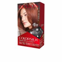 Box  of  Revlon  ColorSilk  Permanent  Hair  Color  55  Light  Auburn  by  Revlon,  a  permanent  hair  color  for  100  percent  gray  coverage.