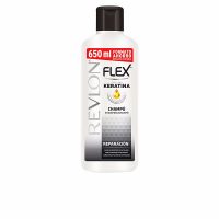 Bottle  of  Revlon  Flex  Keratin  Repair  Shampoo  Dry  Hair  by  Revlon,  a  nourishing  shampoo  indicated  for  damaged  and  dry  hair.
