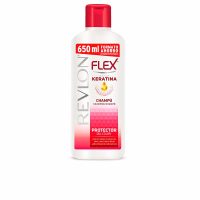 Bottle  of  Revlon  Flex  Keratin  Shampoo  Dyed  &  Highlighted  Hair  by  Revlon,  a  protective  shampoo  indicated  for  color  intensity.