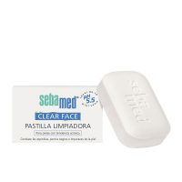 Product  container  of  Sebamed  Clear  Face  Cleansing  Bar  by  Sebamed,  a  cleansing  bar  indicated  for  combating  blackheads  and  pimples.