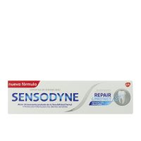 Tube  of  Sensodyne  Repair  &  Protect  Whitening  Toothpaste  by  Sensodyne,  a  toothpaste  indicated  for  deep  dentin  repair.