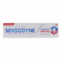 Tube  of  Sensodyne  Sensitivity  &  Gum  Toothpaste  by  Sensodyne,  a  toothpaste  indicated  for  relieving  sensitivity  and  gum  health.