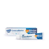 Tube  of  Senti2  Dental  Prosthesis  Adhesive  Fixer  by  Senti2,  a  strong  adhesive  indicated  for  extra-strong  dental  prosthesis  hold.