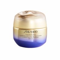 Jar  of  Shiseido  Vital  Perfection  Uplifting  &  Firming  Day  Cream  SPF30,  a  day  cream  indicated  for  lifting  and  firming  skin.