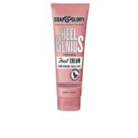 Tube  of  Heel  Genius  Moisturizing  Foot  Cream  by  Soap  &  Glory,  a  creamy  cream  indicated  for  smoothing  rough  feet.