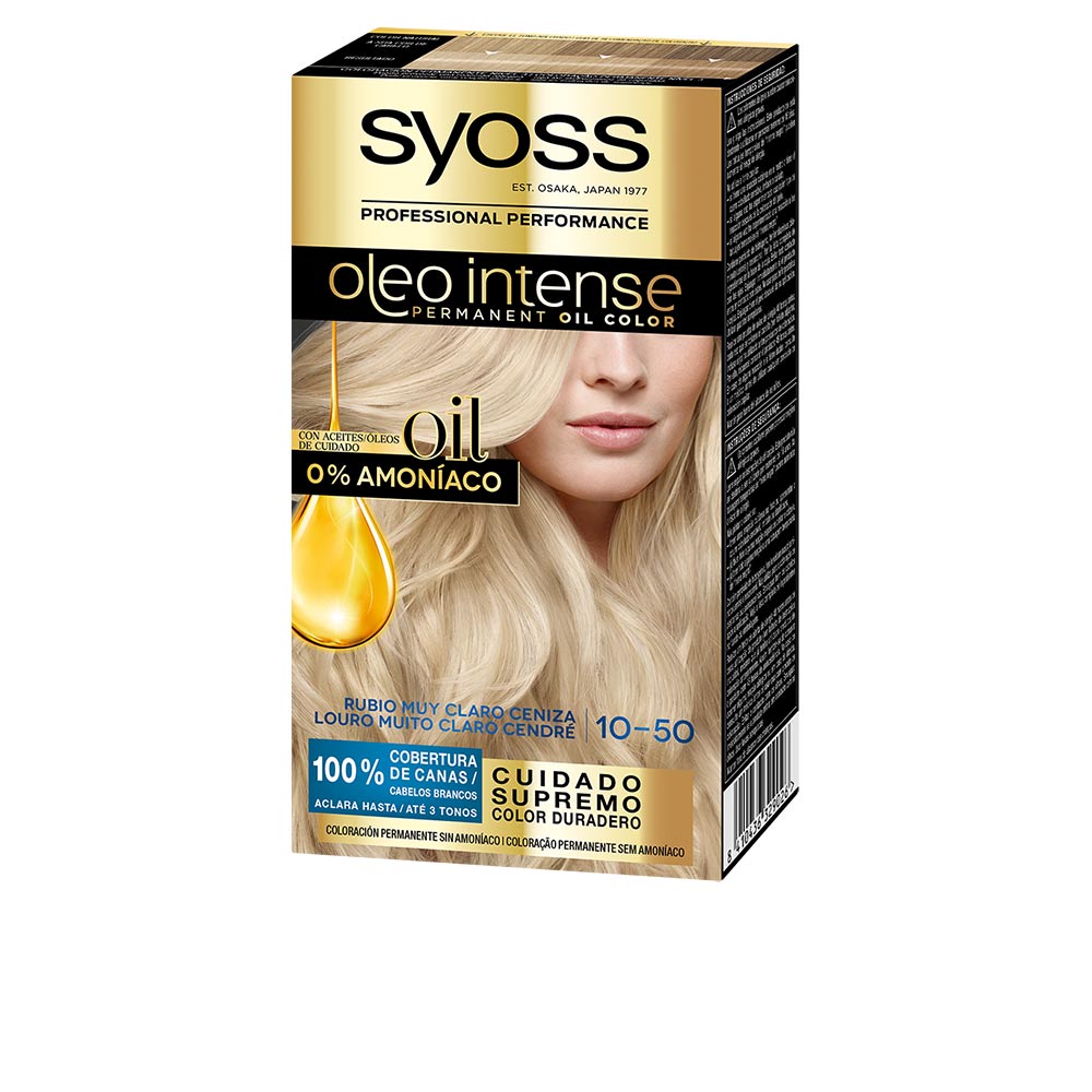 SyossOleoIntenseAmmonia-FreePermanentOilColor10.50LightAshBlonde Syoss Oleo Intense Ammonia-Free Permanent Oil Coloração 10.50 Light Ash Blonde - Image 1