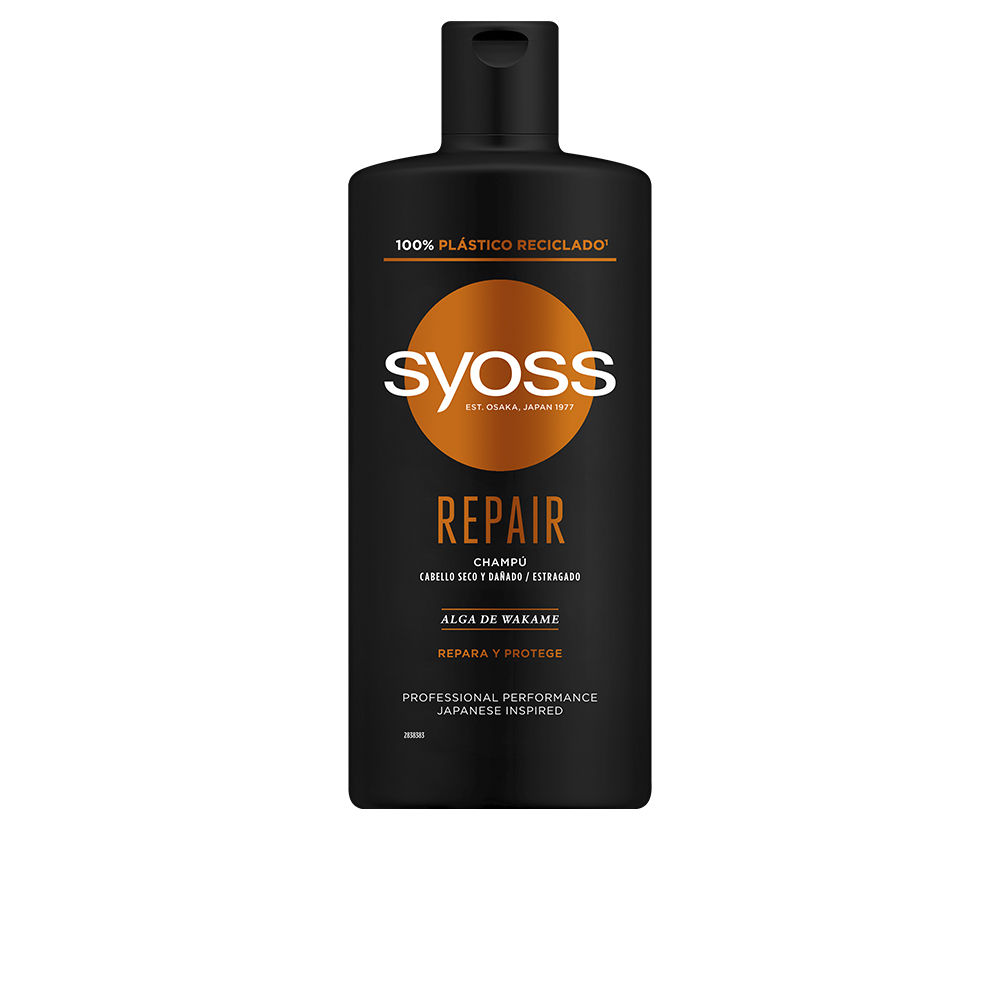 SyossRepairShampoo440ml Bottle of Syoss Repair Shampoo by Syoss, a repairing shampoo indicated for damaged hair and building a protective shield.