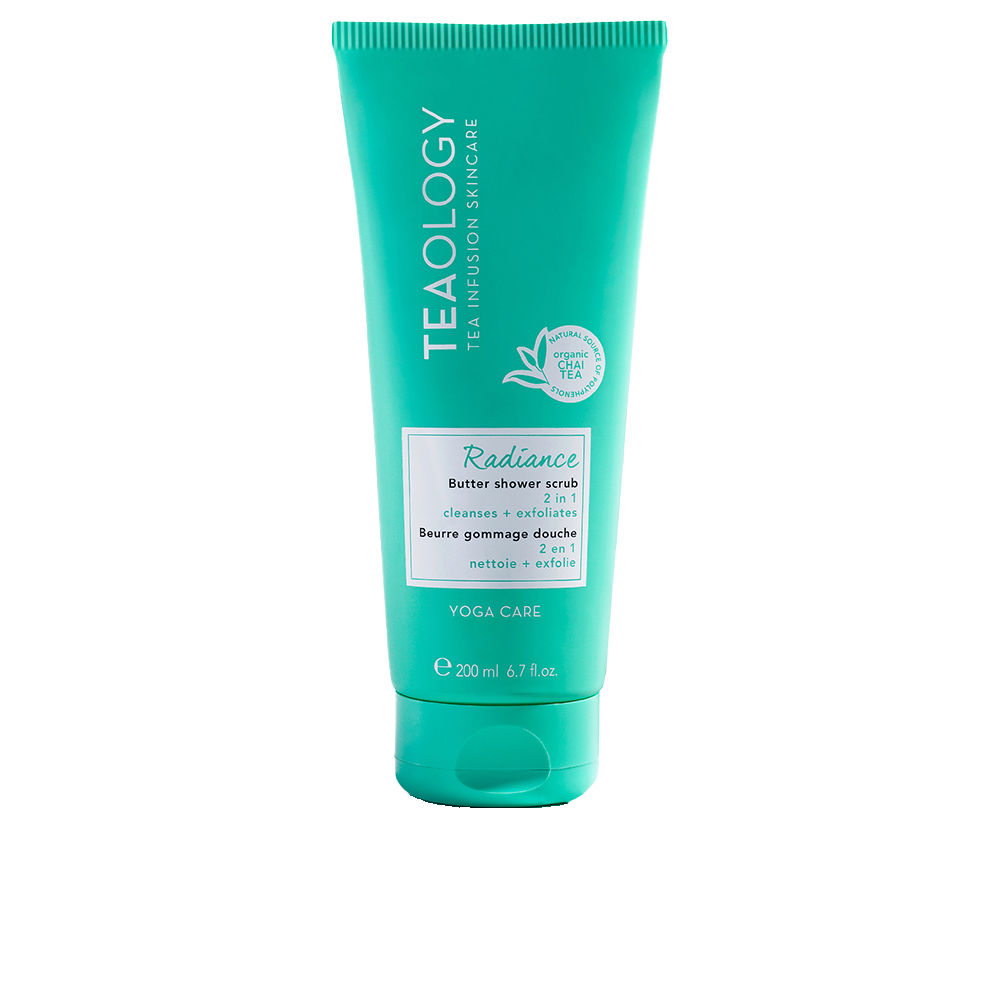 TeaologyRadianceButterShowerScrub200ml Product container of Teaology Radiance Butter Shower Scrub by Teaology, a scrub indicated for exfoliating dead skin.