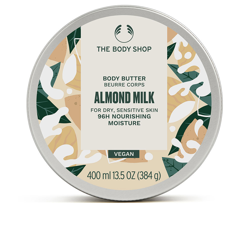 TheBodyShopAlmondMilkBodyButter400ml Jar of The Body Shop Almond Milk Body Butter by The Body Shop, a rich body butter indicated for nourishing dry skin.