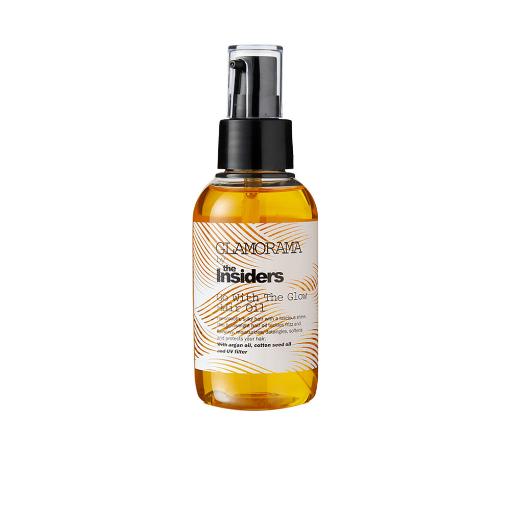 TheInsidersGlamoramaGoWiththeGlowHairOil110ml Bottle of The Insiders Glamorama Go With the Glow Hair Oil by The Insiders, a hair oil indicated for reducing frizz.