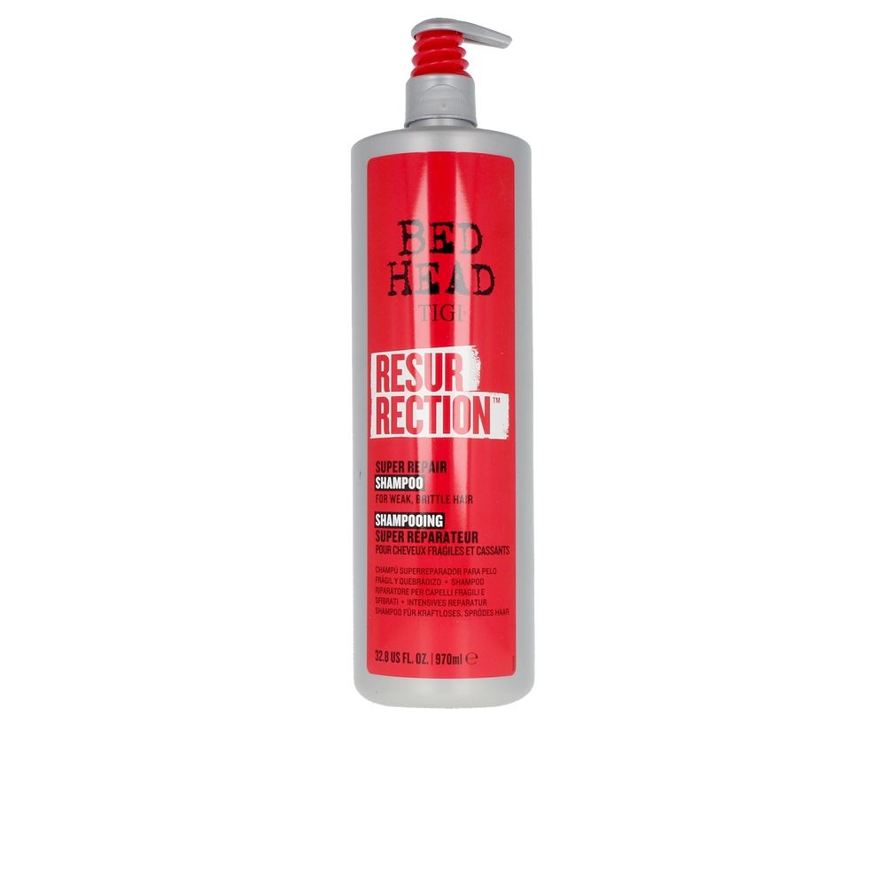 TigiBedHeadResurrectionShampoo970ml Bottle of Tigi Bed Head Resurrection Shampoo by Tigi, a shampoo indicated for washing and repairing damaged hair.
