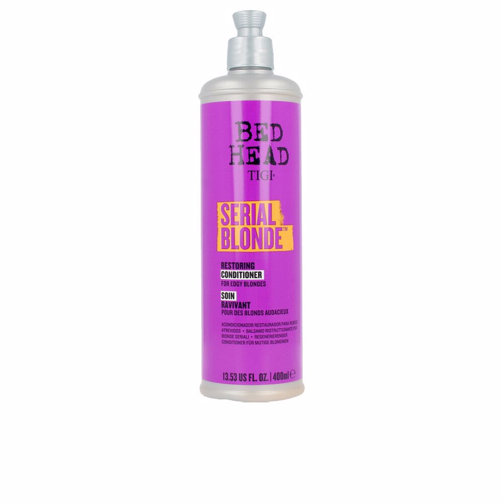 TigiBedHeadSerialBlondePurpleToningConditioner400ml Bottle of Tigi Bed Head Serial Blonde Purple Toning Conditioner by Tigi, a conditioner indicated for blonde hair protection.