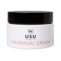 Jar  of  Usu  Cosmetics  Universal  Cream  by  Usu  Cosmetics,  a  multifunction  cream  indicated  for  moisturizing  and  reducing  aging  signs.