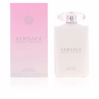 Bottle  of  Versace  Bright  Crystal  Body  Lotion  by  Versace,  a  moisturizing  lotion  indicated  for  hydrating  and  refreshing  the  skin.