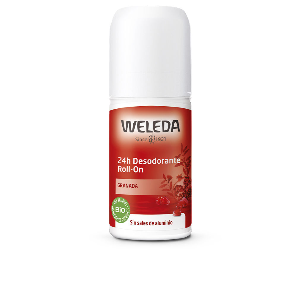 WeledaPomegranate24HDeoRoll-On50ml Bottle of Weleda Pomegranate 24H Deo Roll-On by Weleda, a roll-on deodorant indicated for 24 hour underarm protection.