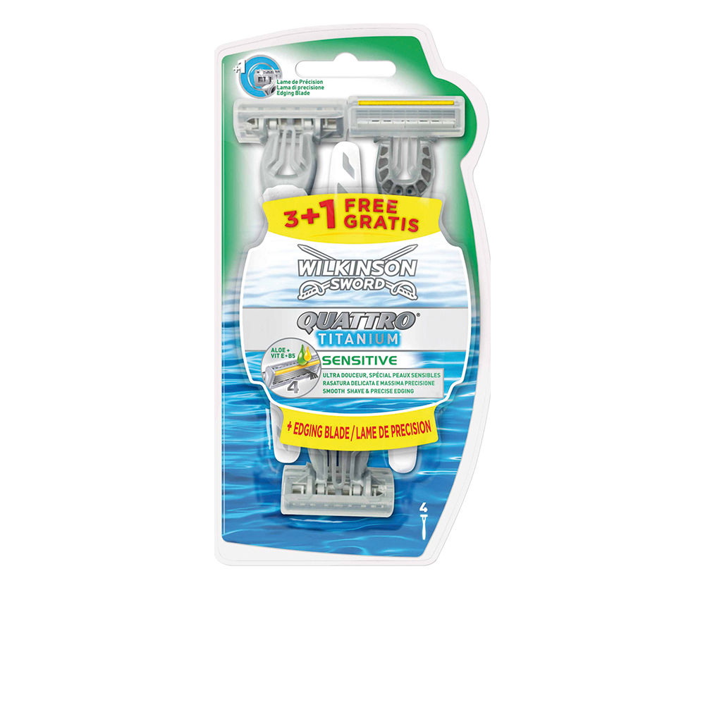 WilkinsonQuattroTitaniumSensitiveDisposableRazorx4 Wilkinson Quattro Titanium Sensitive Disposable Razor x4