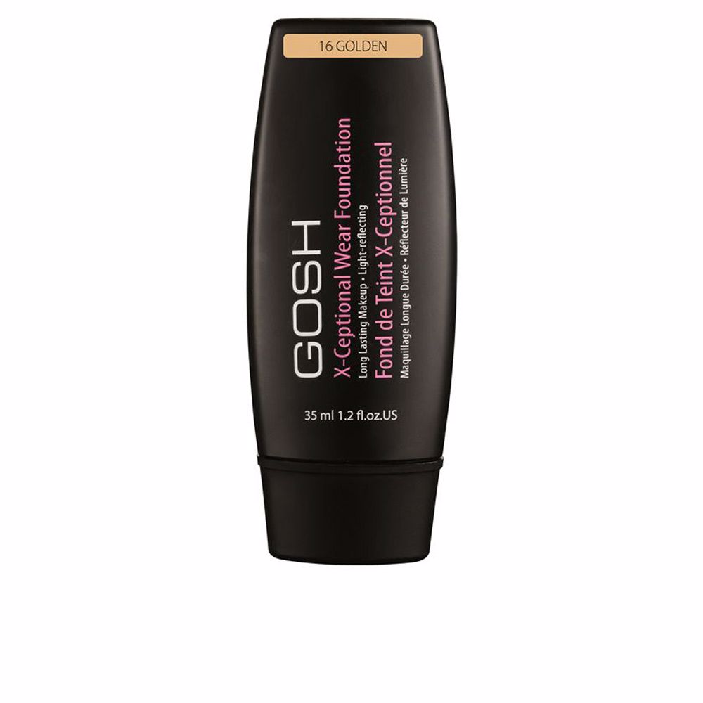 GoshX-CeptionalWearFoundationLongLastingMakeupColor16Golden35ml Bottle of Gosh X-Ceptional Wear Foundation by Gosh, a lightweight liquid foundation indicated for natural matte coverage.