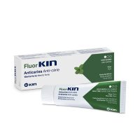 Tube  of  Kin  Fluorkin  Anti-Cavity  Toothpaste,  a  toothpaste  indicated  for  preventing  plaque  formation  and  tooth  decay.