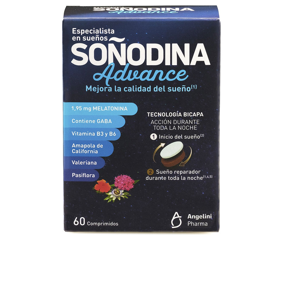 NaturaEssenzialeSoñodinaBilayerMelatonin60Tablets Box of Natura Essenziale Soñodina Bilayer Melatonin by Natura Essenziale, a supplement indicated for regulating sleep cycles.