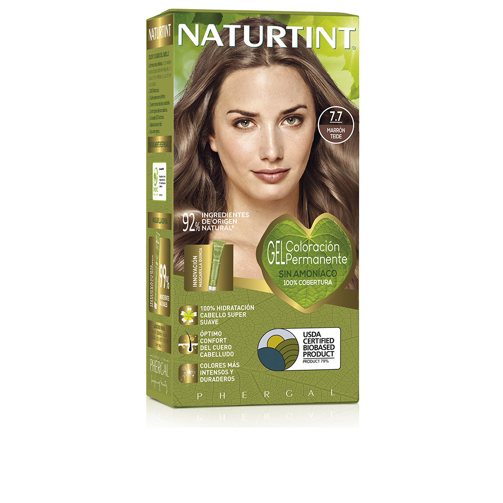 NaturtintHairColor7.7BrownTeide170ml Product container of Naturtint Hair Color 7.7 Brown Teide by Naturtint, a color gel indicated for permanent hair coloring.