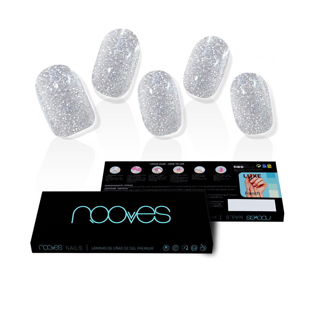 NoovesGelSheetsGlitterGrayFalseNailsx20 Nooves Gel Sheets Glitter Gray False Nails x20