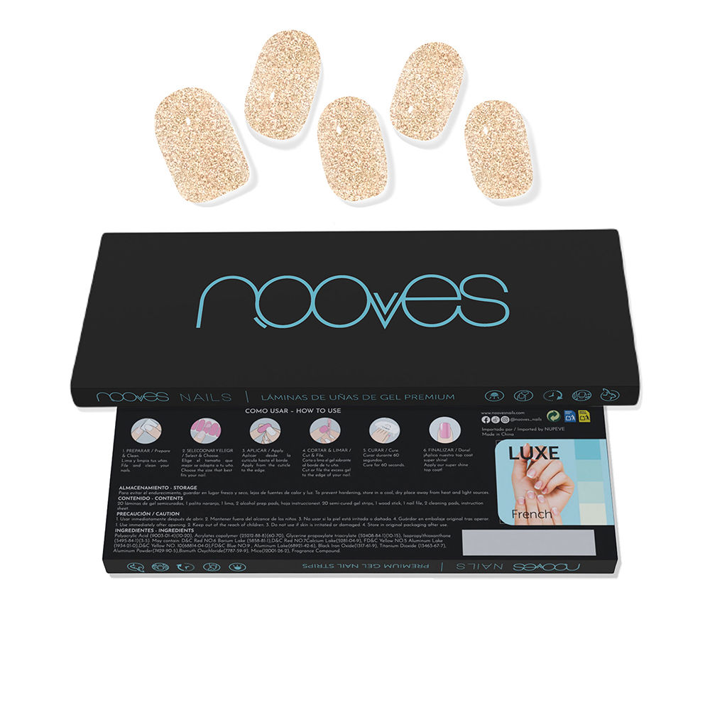 NoovesGelSheetsShinyGlitterGoldFalseNailsx20 Nooves Gel Sheets Shiny Glitter Gold False Nails x20