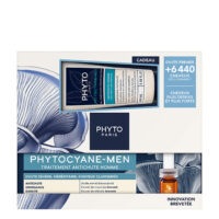 Box  of  Phytocyane  Men  Progressive  Anti-Hair  Loss  Gift  Set  by  Phyto,  a  treatment  set  indicated  for  severe  hair  loss  in  men.