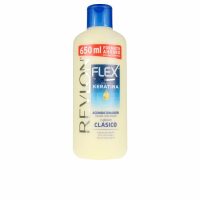 Bottle  of  Revlon  Flex  Keratin  Conditioner  Classic  Care  by  Revlon,  a  conditioner  indicated  for  softening  and  detangling  all  hair  types.