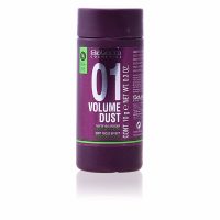 Product  container  of  Salerm  Volume  Dust  Mattifying  Powder  by  Salerm,  a  styling  powder  indicated  for  adding  volume  and  matte  effect.