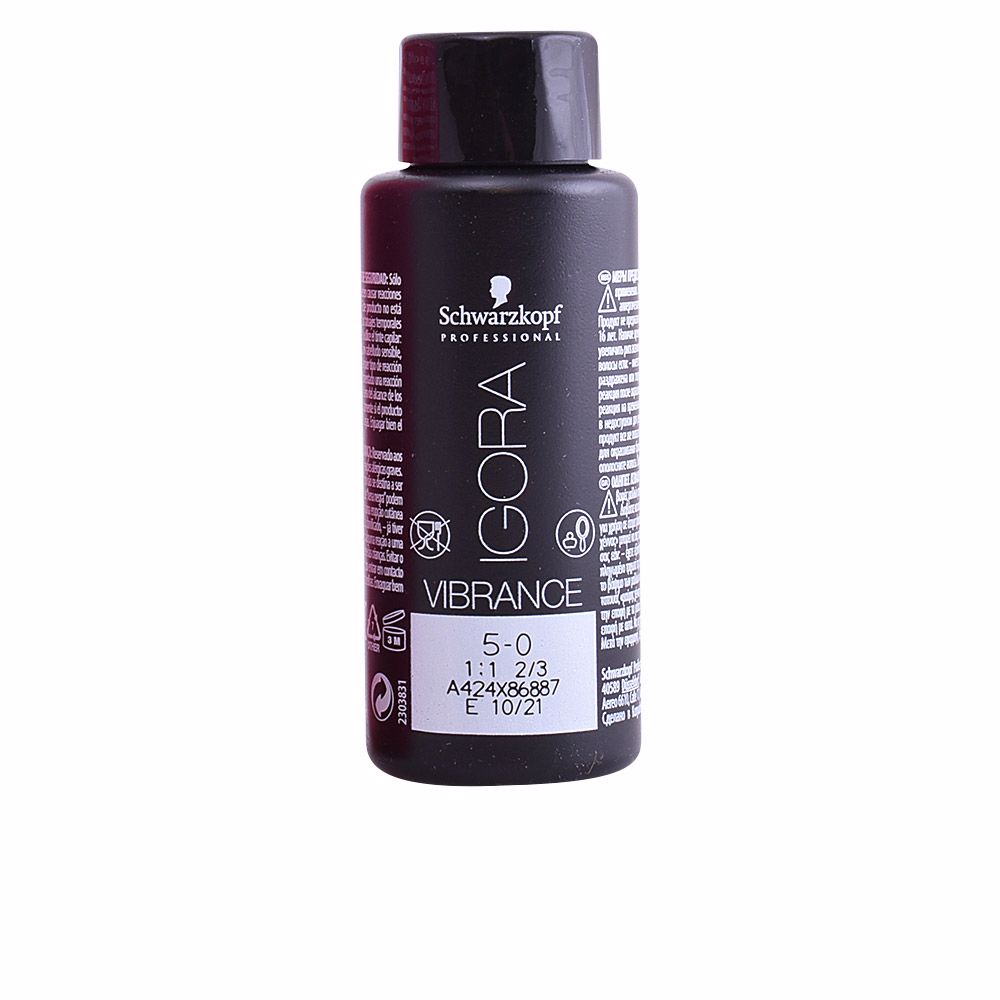 SchwarzkopfIgoraVibranceColor5-0 Product container of Schwarzkopf Igora Vibrance Color 5-0 by Schwarzkopf, a gel-cream color indicated for vibrant and long-lasting tone.