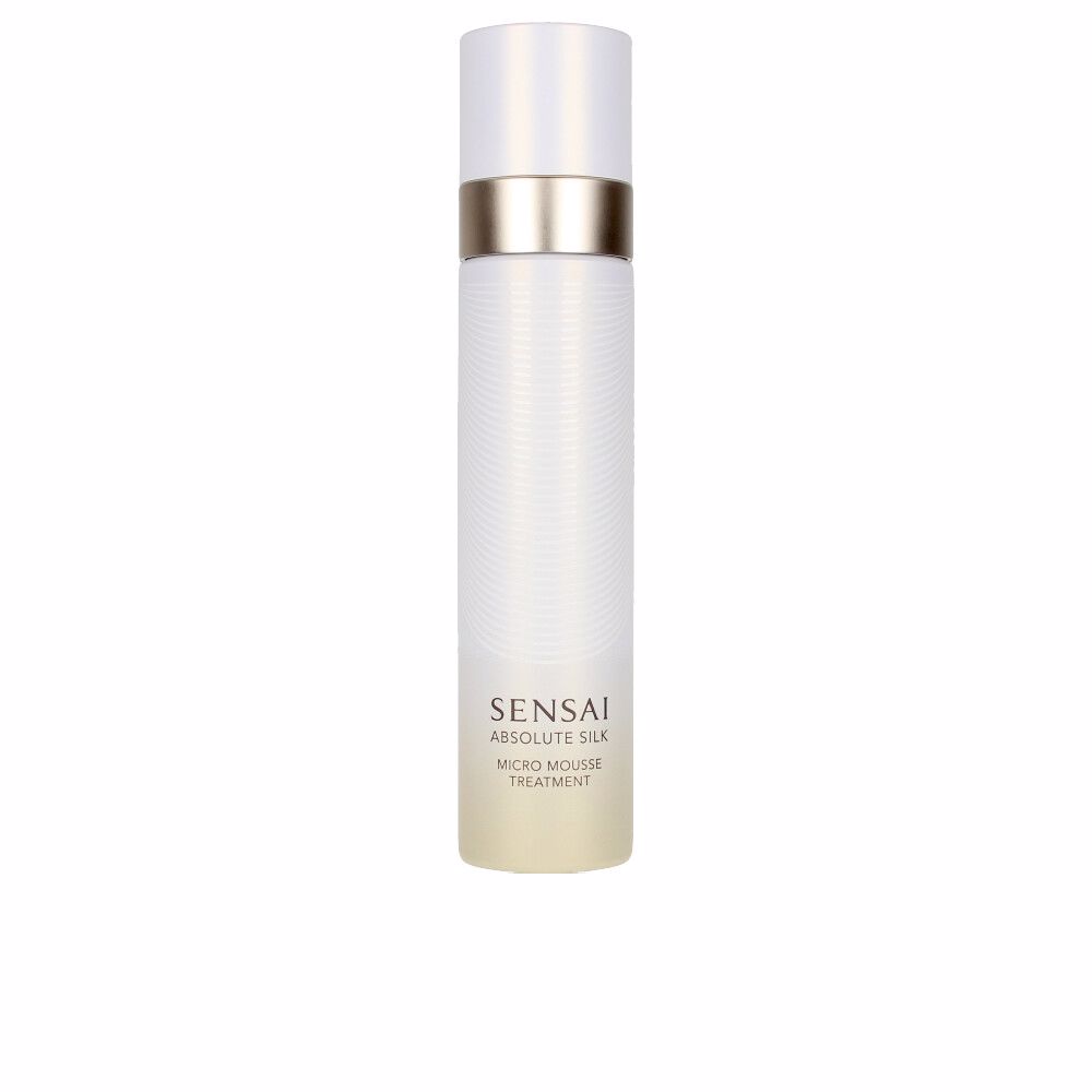 SensaiAbsoluteSilkMicroMousseTreatment90ml Product container of Sensai Absolute Silk Micro Mousse Treatment by Sensai, a mousse lotion indicated for anti-aging and radiance.