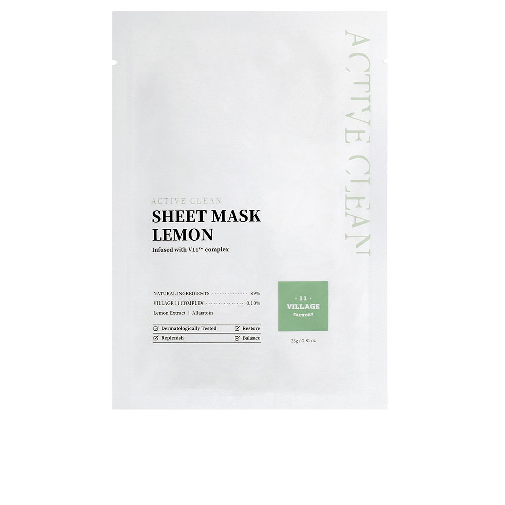 Village11FactoryActiveCleanSheetMaskLemon23g Sachet of Village 11 Factory Active Clean Sheet Mask Lemon by Village 11 Factory, a mask indicated for hydrating dull skin.