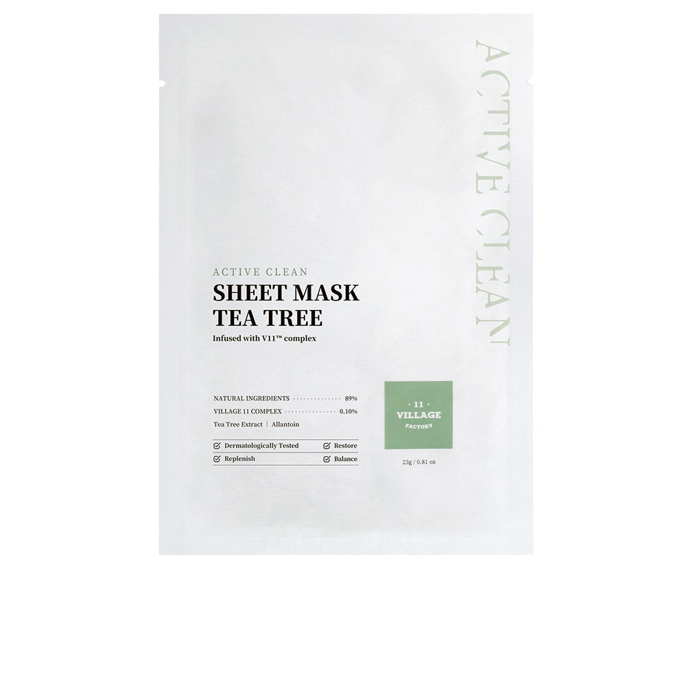 Village11FactoryActiveCleanSheetMaskTeaTree23g Village 11 Factory Active Clean Máscara de Tecido Tea Tree 23g - Image 1