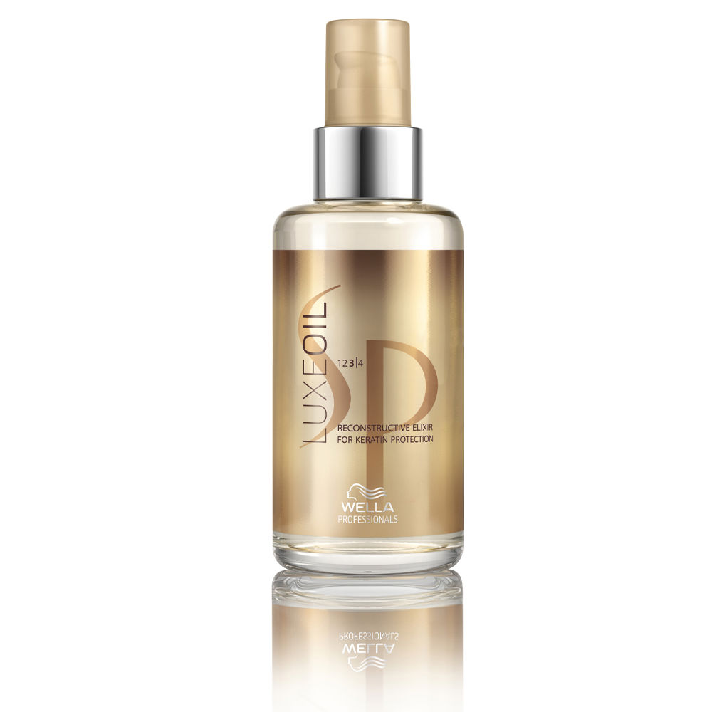 WellaSystemProfessionalLuxeOilReconstructiveElixir100ml Bottle of Wella System Professional Luxe Oil Reconstructive Elixir by Wella, a protective oil indicated for hair shine and softness.