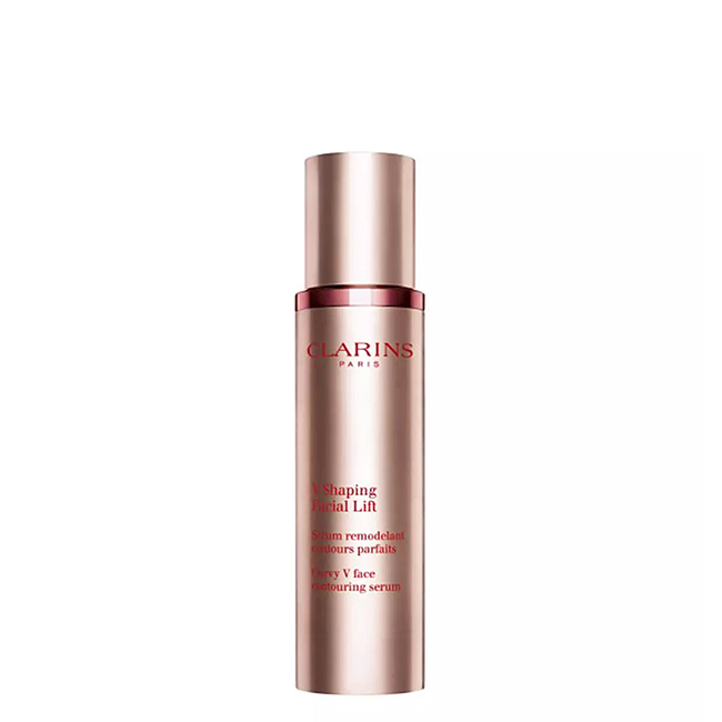 ClarinsVShapingFacialLiftSerum50ml Bottle of Clarins V Shaping Facial Lift Serum by Clarins, a firming serum indicated for lifting and sculpting facial contours.