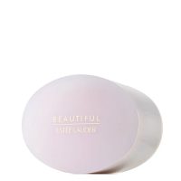 Product  container  of  Estée  Lauder  Beautiful  Body  Powder  by  Estée  Lauder,  a  perfumed  body  powder  indicated  for  smoothing  the  skin.
