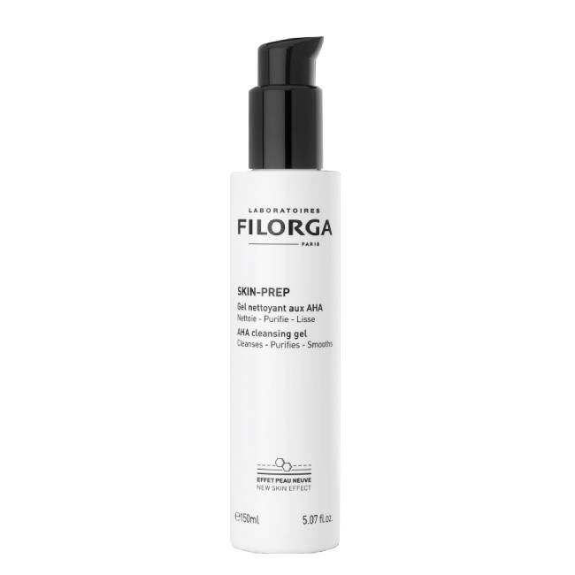 FilorgaSkinPrepAHACleansingGel150ml Bottle of Skin Prep AHA Cleansing Gel by Filorga, a gel texture indicated for deep cleansing of combination to oily skin.