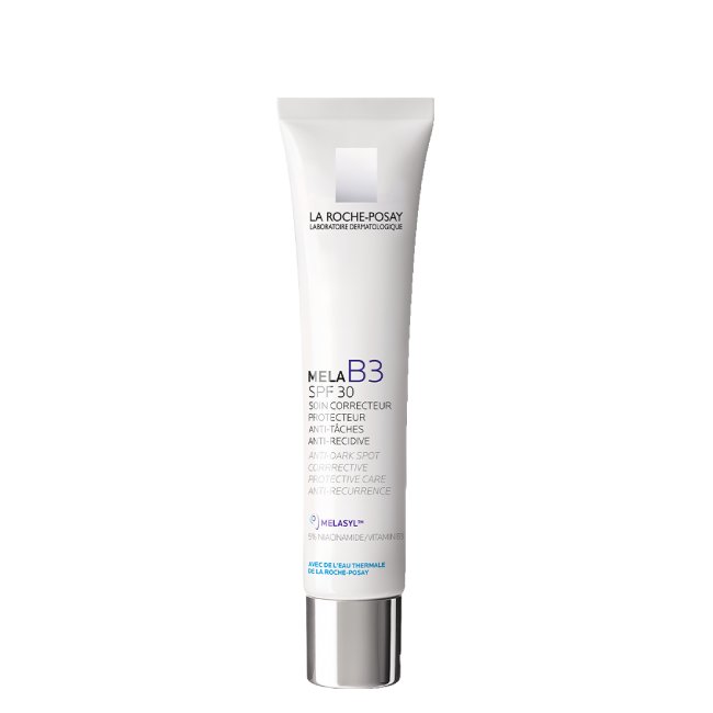 LaRochePosayMelaB3Anti-DarkSpotsCorrectiveProtectiveCare40ml Bottle of Mela B3 Anti-Dark Spots Corrective Protective Care by La Roche Posay, a fluid care indicated for dark spot correction.