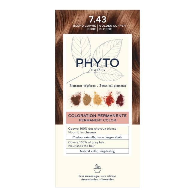 PhytocolorPermanentHairColor743GoldenCopperBlonde Phytocolor Coloração Permanente 7.43 Louro Acobreado Dourado - Image 1