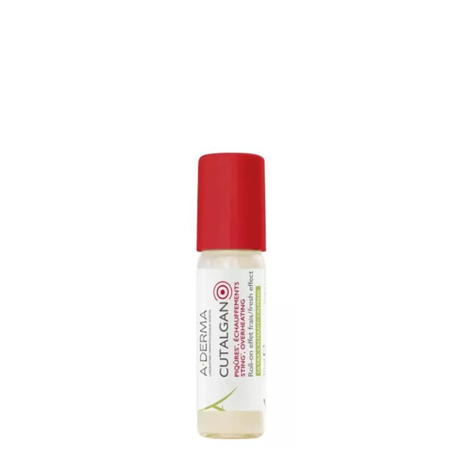 A-DermaCutalganRoll-OnPocket10ml Product container of A-Derma Cutalgan Roll-On Pocket by A-Derma, a roll-on gel indicated for soothing itching and skin irritation.