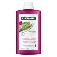 Bottle  of  Klorane  Prickly  Pear  Hydration  &  Shine  Shampoo  by  Klorane,  a  shampoo  indicated  for  hydrating  dull  or  dehydrated  hair.