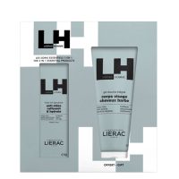 Box  of  Lierac  Homme  3  in  1  Essential  Bath  Gel  Gift  Set  by  Lierac,  a  skincare  set  indicated  for  anti-aging  and  body  cleansing.