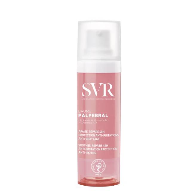 SVRPalpebralBaumeSoothingBalm30ml Tube of SVR Palpebral Baume Soothing Balm by SVR, a balm indicated for moisturizing and reducing eyelid irritation.