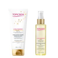 Topicrem Ultra-Moisturizing Sparkling Body + Oil Duo