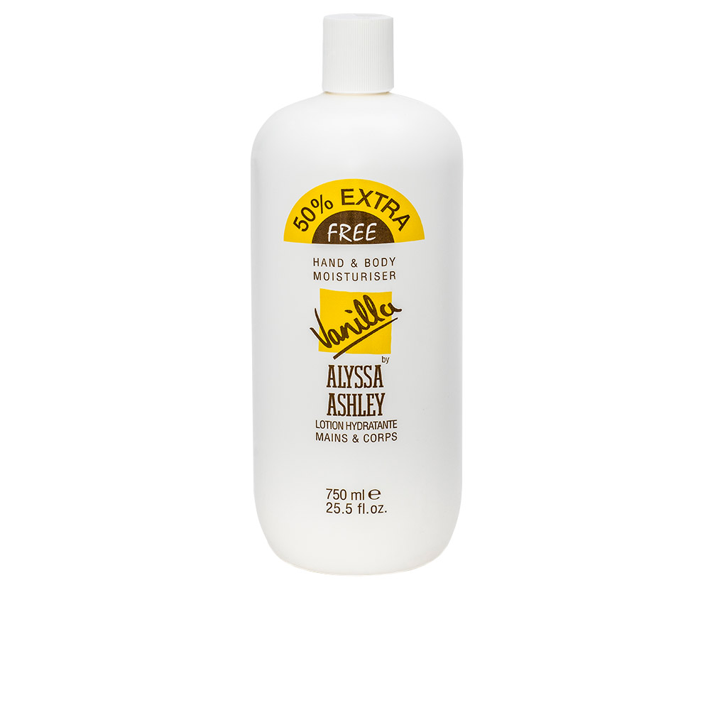 AlyssaAshleyVanillaHandAndBodyMoisturiser750ml Bottle of Alyssa Ashley Vanilla Hand And Body Moisturiser by Alyssa Ashley, a lotion indicated for hydrating hands and body.